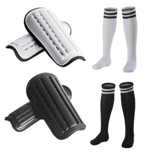 2 Pairs Soccer Shin Guards & 2 Pairs Soccer Socks for Adults and Teenagers, Protective Gear Soccer Equipment for Kids, Boys, Girls Over 12 Years Old