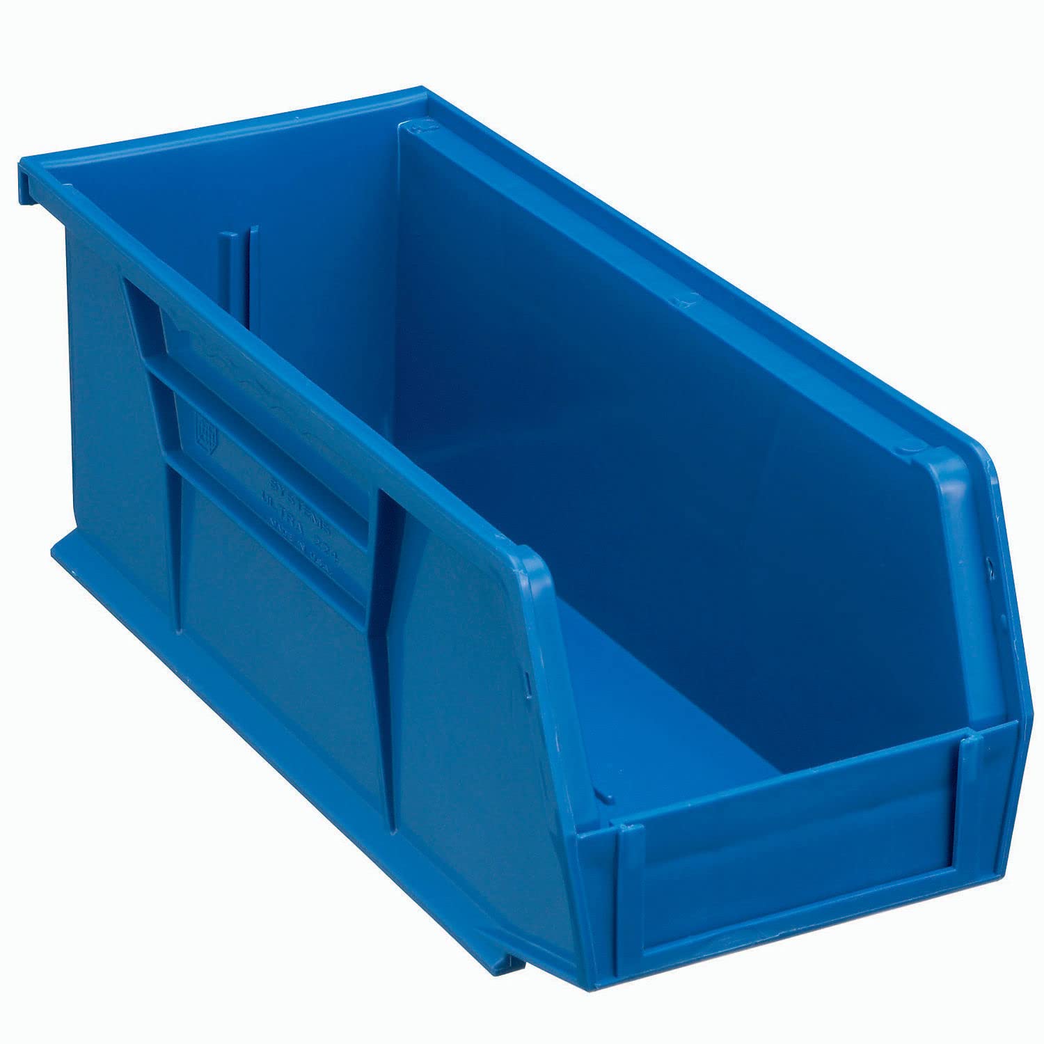Global Industrial Plastic Hanging & Stacking Storage Bin, 4-1/8 x 10-7/8 x 4, Blue, Lot of 12