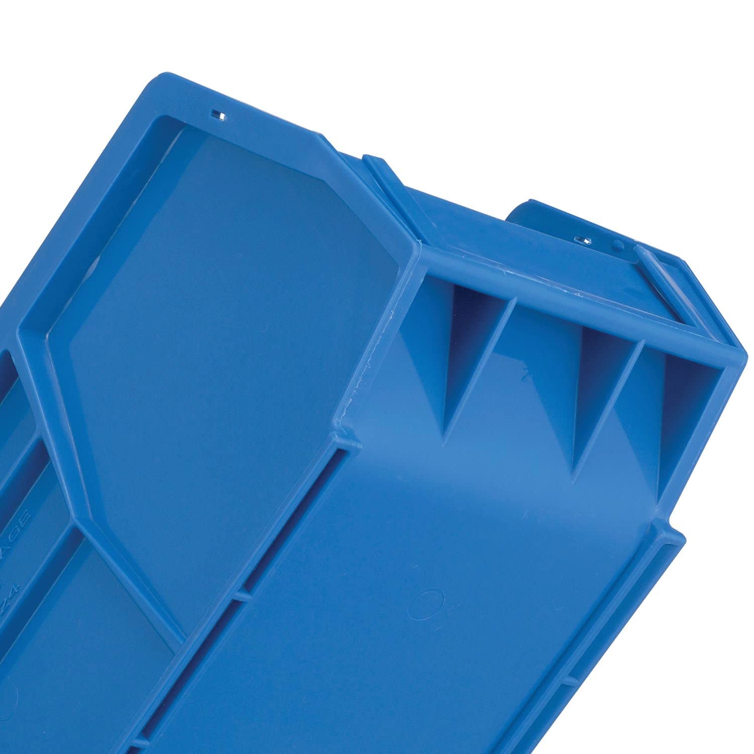 Global Industrial Plastic Hanging & Stacking Storage Bin, 4-1/8 x 10-7/8 x 4, Blue, Lot of 12