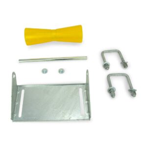 Sturdy Built 12 inch Yellow Poly Vinyl Boat Trailer Keel Roller and Bracket Kit for 3x3 Cross Members