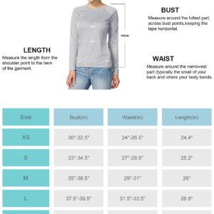 BALEAF Women's Rash Guard Long Sleeve UPF 50+ Sun Shirts Lightweight Quick Dry Fishing Tops UV Protection Rashguard Swimsuit Grey Size M