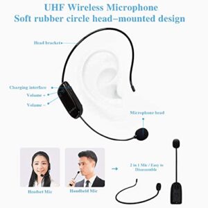 HW HAOWORKS 18W Wireless Bluetooth Waterproof Voice Amplifier Portable Headset Microphone with Speaker Small Personal Microphone for Teachers, Outdoors