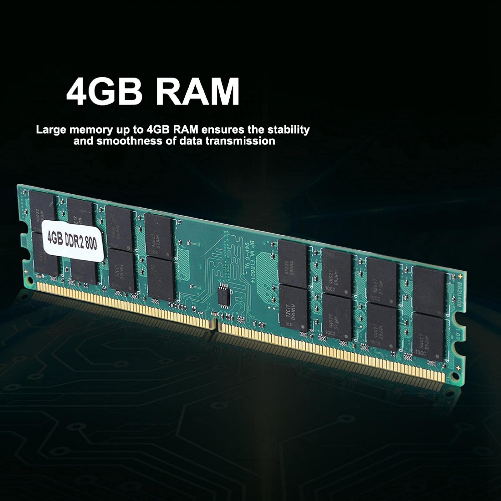 Ciglow DDR2 RAM Module, 4GB 800MHz 240 Pin DDR2 Memory Module Fast Data Transmission RAM DDR2 Module Desktop Memory RAM Module for AMD System.