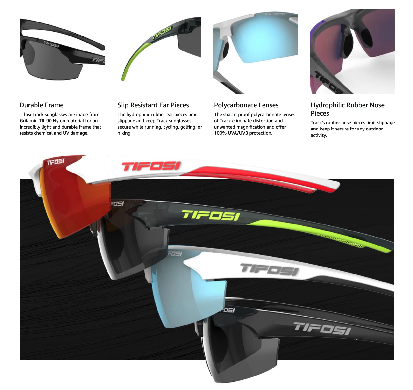 Tifosi Optics Track Sunglasses (White/Red, Smoke Red)