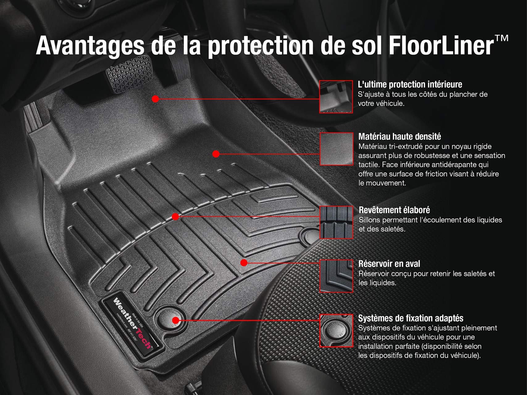 WeatherTech Custom Fit FloorLiners for Infiniti QX30-1st & 2nd Row (44974-1-2), Black