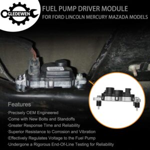 Gledewen Fuel Pump Driver Module with Mounting Bolts | for 2004-2011 Ford, 2005-2011 Lincoln, 2005-2011 Mazda, 2005-2011 Mercury Models | Replace# 590-001, 4C2A-9D372-BA, 5L8Z-9D37O-A, 5L8A-9D370-AA