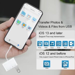 Anytrox SD TF Card Reader Adapter for iPhone/iPad,4 in 1 USB OTG Camera Connection Kits Adapter with SD TF Card Reader and Charge Adapter Compatible for iPhone/iPad,Support Newest iOS 16-White