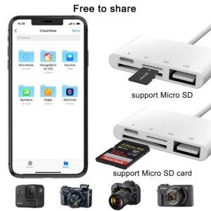 Anytrox SD TF Card Reader Adapter for iPhone/iPad,4 in 1 USB OTG Camera Connection Kits Adapter with SD TF Card Reader and Charge Adapter Compatible for iPhone/iPad,Support Newest iOS 16-White