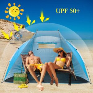 Extra Large Beach Cabana Tent Sun Shelter Sunshade Outdoor Portable UPF 50+, 94.5" L x 47.2" W x 55" H,Light Blue (Light Blue)