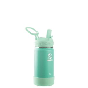 takeya actives kids 14 oz vacuum insulated stainless steel water bottle with straw lid, seafoam