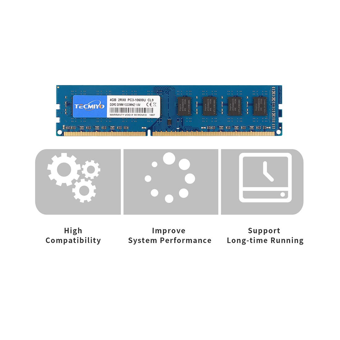 TECMIYO Ram 16GB Kit (4x4GB) DDR3 1333MHz 16GB PC3-10600/PC3 10600U Non ECC Unbuffered 1.5V CL9 2RX8 Dual Rank 240 Pin UDIMM Desktop Memory Ram Module (DDR3 4x4GB)
