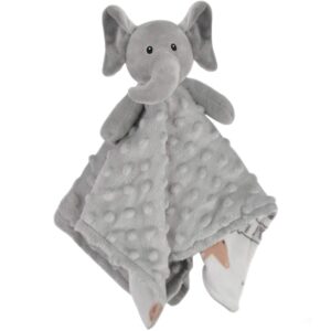 boritar elephant baby security blanket soft minky dot fabric lovey blanket with lovely animal pattern backing, stuffed plush cuddle newborn blankie 14 inch
