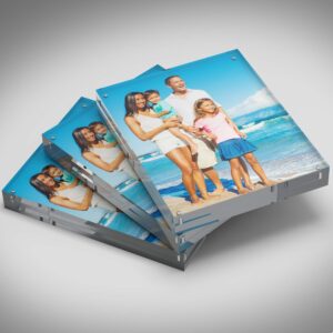 unum Clear Acrylic 4x6 Picture Frame - Luxury Magnetic Floating Picture Frames - Lucite Block Frame Desk, Shelf or Table - 3 PACK