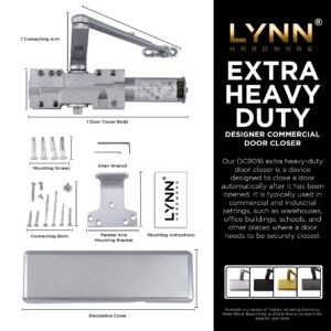 LYNN HARDWARE Extra Heavy Duty Commercial Door Closer, DC9016 Automatic Door Closer, Surface-Mounted Auto Door Closer, Size 1-6 Commercial Door Closer Heavy Duty for Heavy Traffic Areas, Aluminum