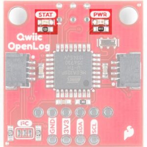 SparkFun Qwiic OpenLog Open-source datalogging Board Works over I2C Supports microSD FAT16/32 cards up to 32GB Configurable baud rates up to 115200bps Preprogrammed ATmega328 with Optiboot bootloader