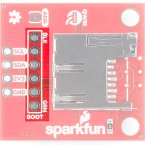 SparkFun Qwiic OpenLog Open-source datalogging Board Works over I2C Supports microSD FAT16/32 cards up to 32GB Configurable baud rates up to 115200bps Preprogrammed ATmega328 with Optiboot bootloader