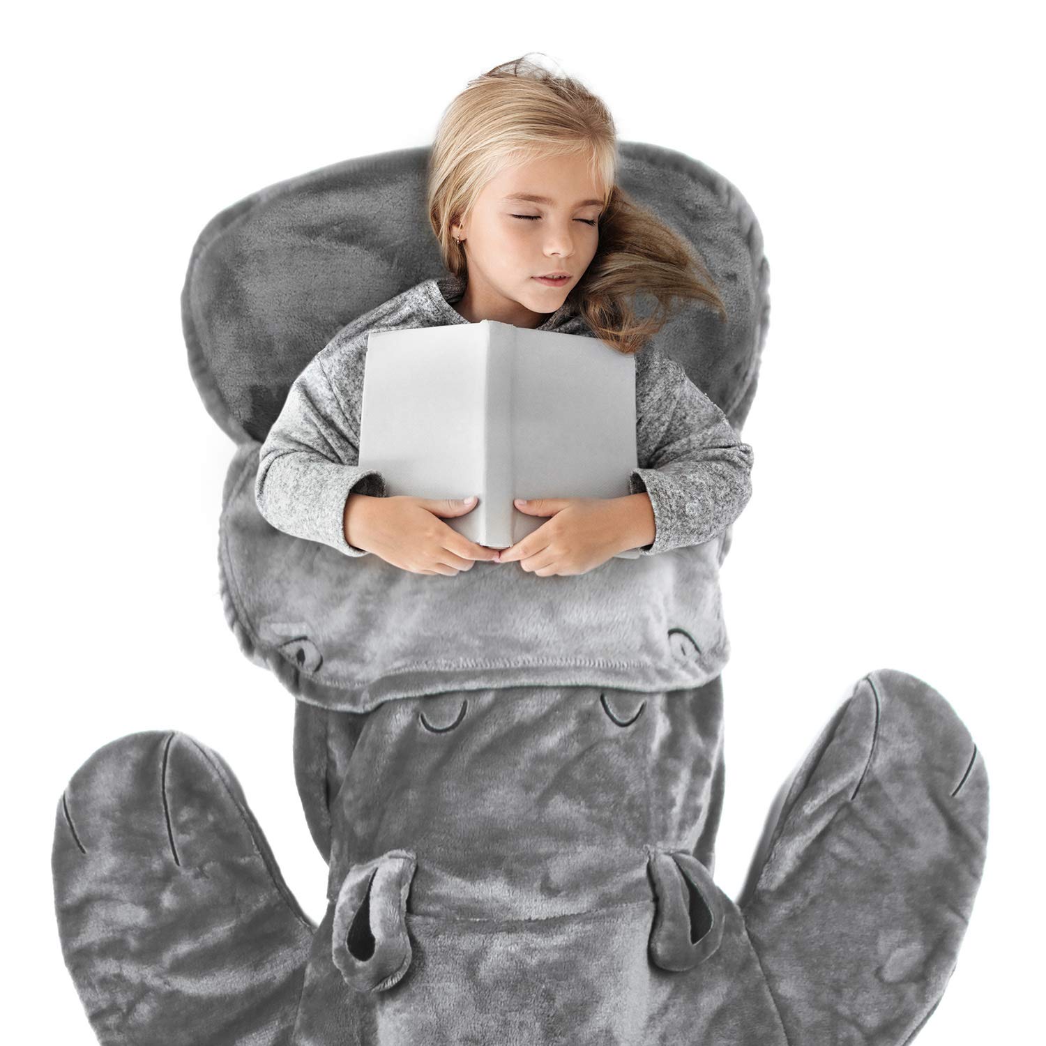 Cozy Hippo Animal Tail Blanket for Kids Soft and Comfortable Kids Sleeping Bag Sleep Sacks Blankets for Movie Night, Sleepovers, Camping and More - Fits Boys and Girls Ages 3-13 Years