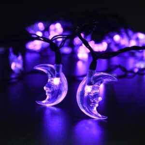 eonlyx solar moon lights, moon fairy lights 6m/30 led moon string lights for gardens homes wedding christmas party decoration (purple)