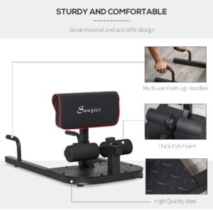 Soozier 3-in-1 Padded Push Up Sit Up Deep Sissy Squat Machine Home Gym Fitness Equipment, Black