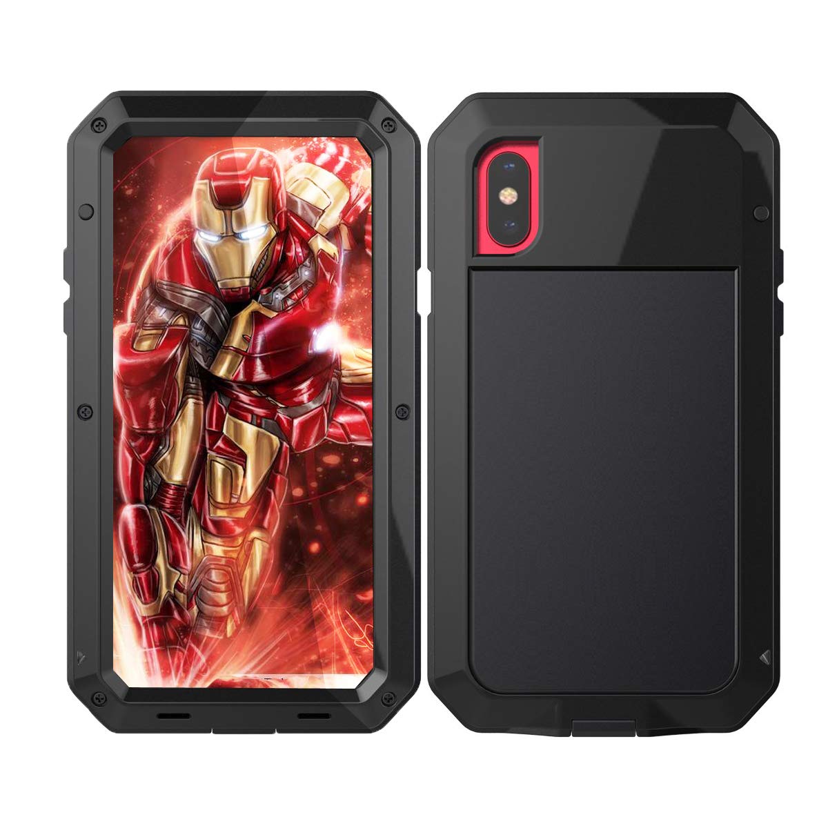 Marrkey iPhone Xs Max Case, 360 Full Body Protective Cover Heavy Duty Shockproof [Tough Armour] Aluminum Alloy Metal Case with Silicone Built-in Screen Protector for iPhone Xs Max - Black