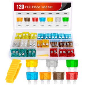 Nilight - 50016R 120 pcs Standard Fuse Assortment kit – 5, 7.5, 10, 15, 20, 25, 30 AMP – Regular APR/ATO (Open)/ATC Blade Fuses for Cars, Trucks, Boats,Automotives,2 Years Warranty