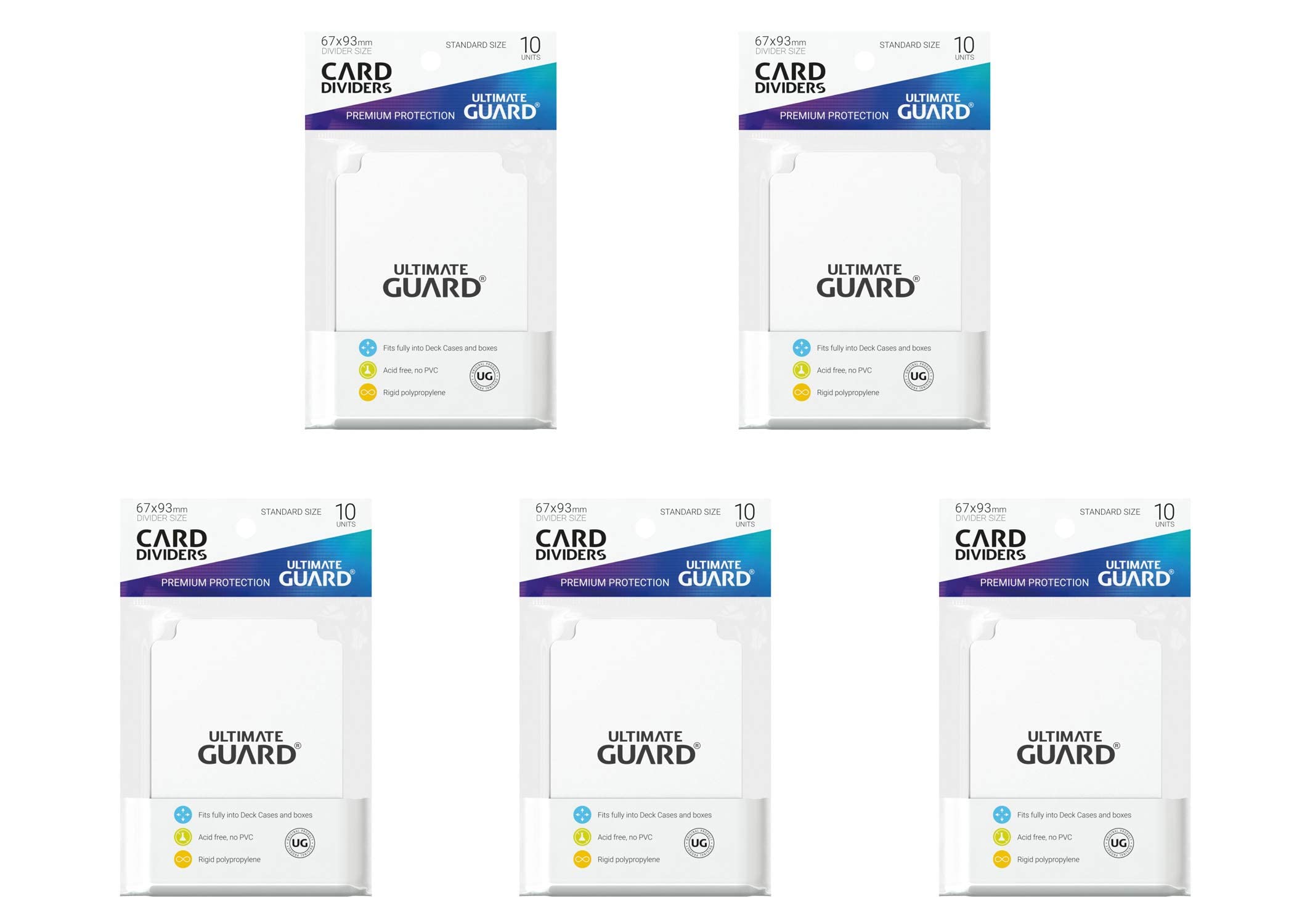 5 Packs Ultimate Guard White Card Dividers (10) Standard Size Value Bundle!