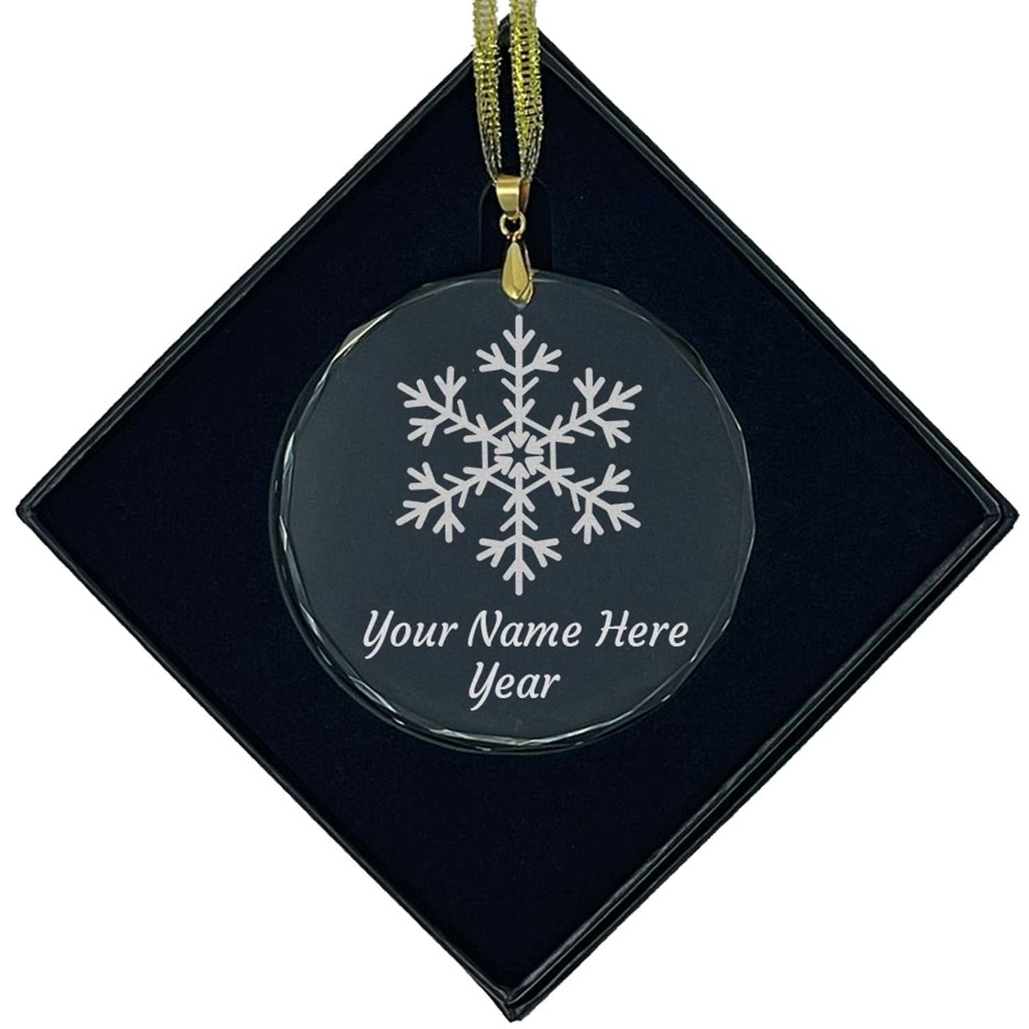LaserGram Christmas Ornament, Snowflake, Personalized Engraving Included (Round Shape)