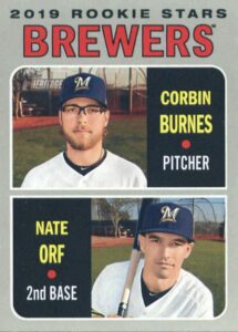 2019 topps heritage #88 nate orf/corbin burnes milwaukee brewers rookie baseball card