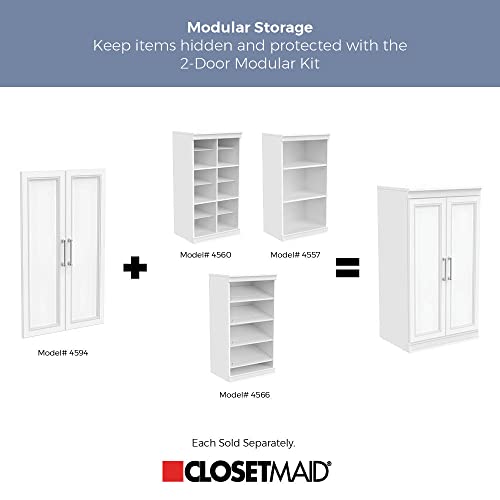 ClosetMaid Modular Storage Pair Set, Wood Closet Organizer, Shaker Style, Add On Accessory for Shelf Units, White, Solid 2-Door Kit
