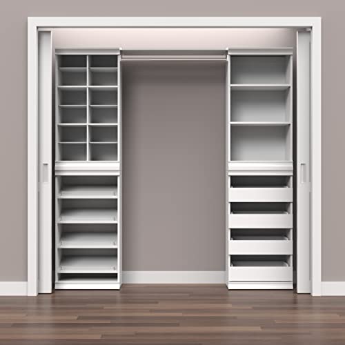 ClosetMaid Modular Storage Shelf Unit with 3 Shelves, Wood Closet Organizer Adjustable, Stacking, Full Backer, Decorative Trim, White, 40.29 H x 21.39 in. W x 15.91 in. D