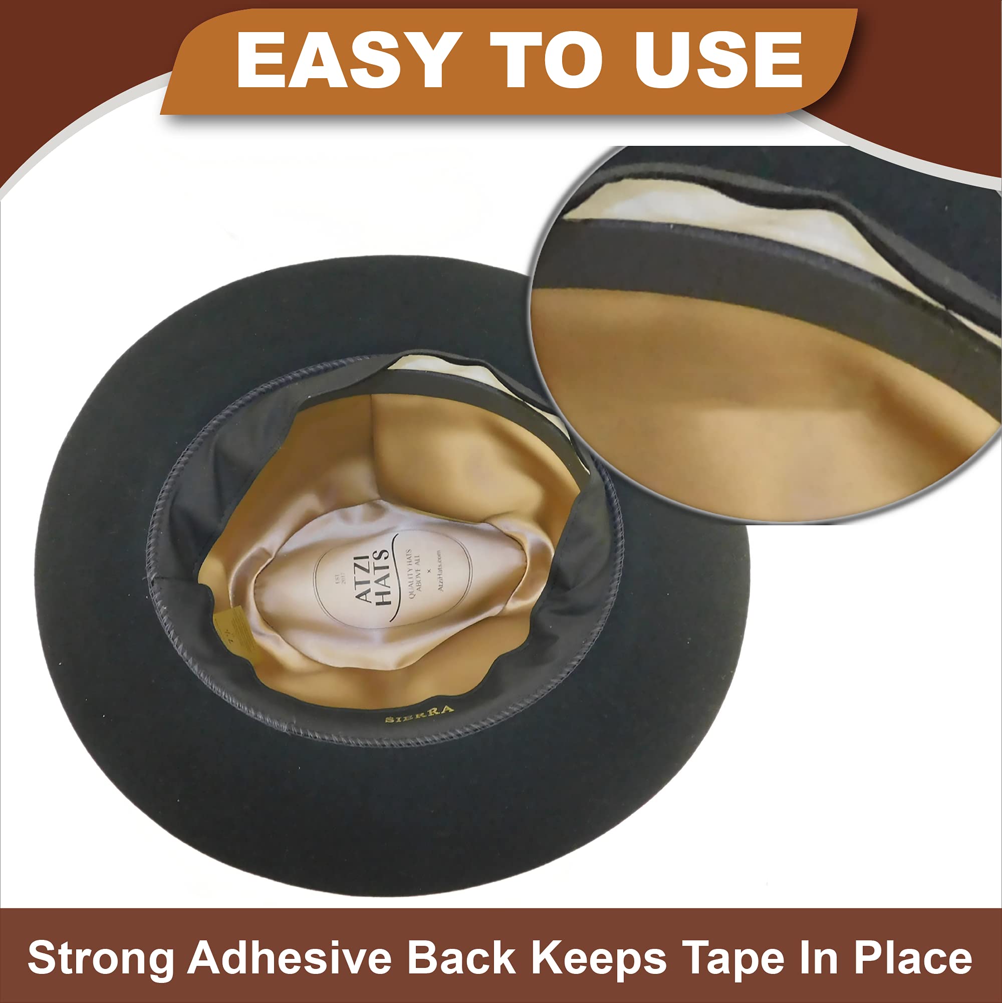 Hat Tape Roll 60" (5 Feet) - Hard Hats Size Reducer Foam Filler - Cap Sizing Strip Insert - for Fedora, Baseball Caps, Pana, Straw, Cowboy, Western