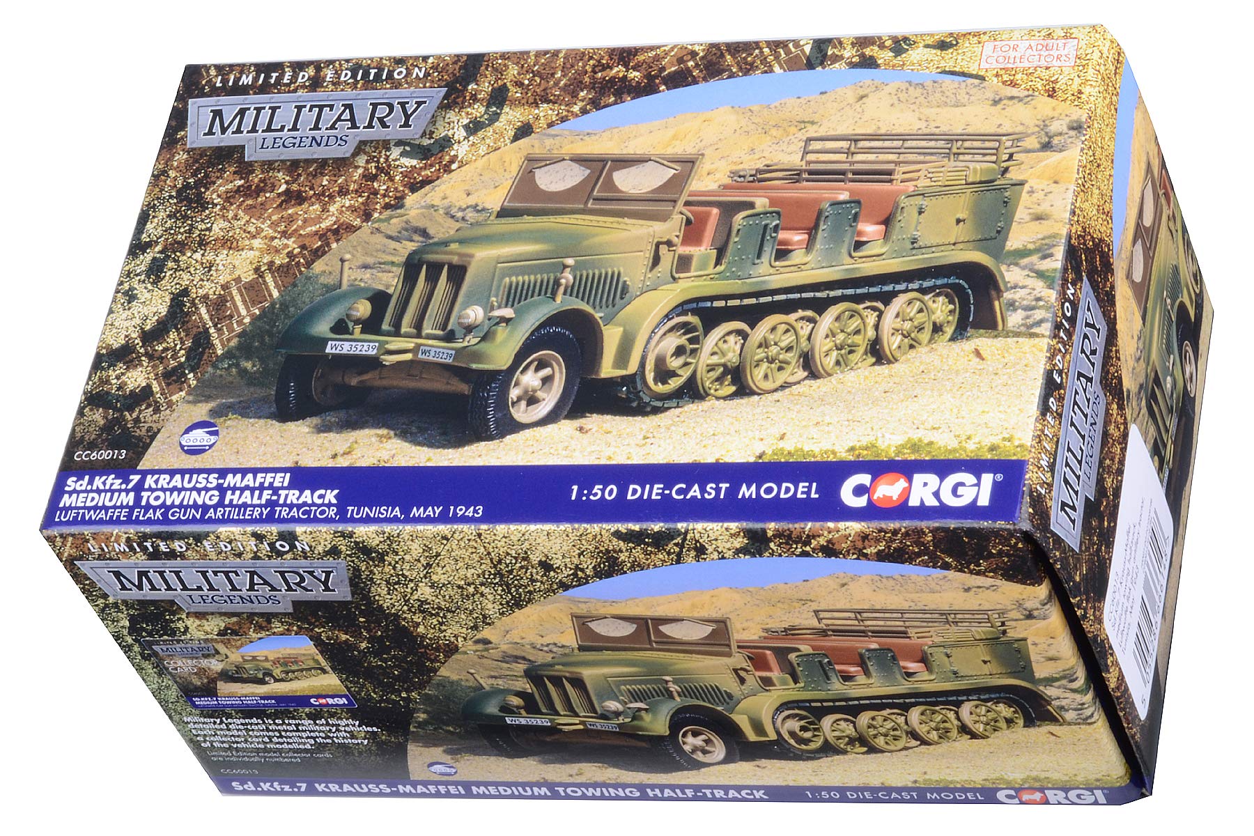 Corgi Diecast Sd Kfz 7 Krauss-Maddei Medium Towing Half-Track 1:50 Military Legends WWII Display Model AA60013 (CC60013)