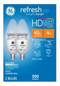 ge lighting 234672 4w daylight bc hd led light bulb - clear, pack of 2