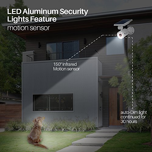 Solar Motion Sensor Light Outdoor of 2, 1400-Lumen 9W(110W Equ.) Aluminum Solar Flood Security Emergency Spotlights for Yard Fence House Patio Stairs Trees Garden, 100-Week 100% Free Replacement