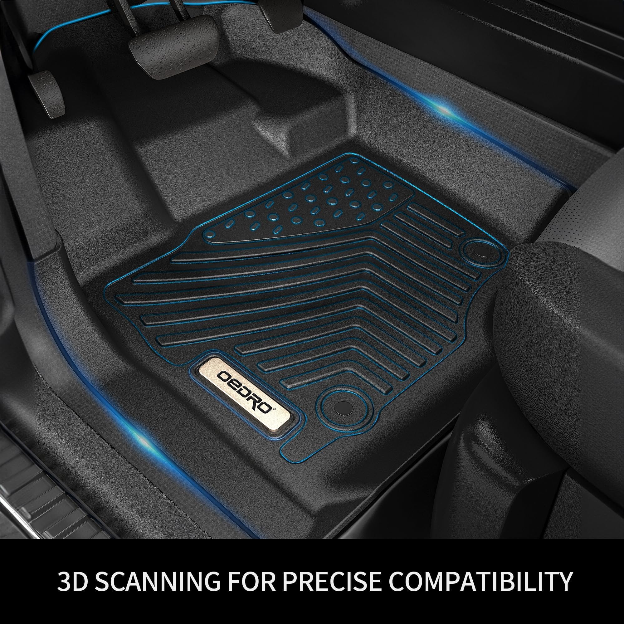 OEDRO Floor Mats Fit for Ford F-250 / F-350 Super Duty Crew Cab 2024-2017, TPE All Weather Custom Fit F250/F350 Front Row Bucket Seats, Black