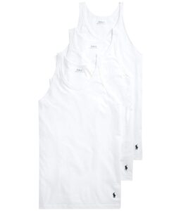 polo ralph lauren men's slim fit cotton tank, white/cruise navy, medium