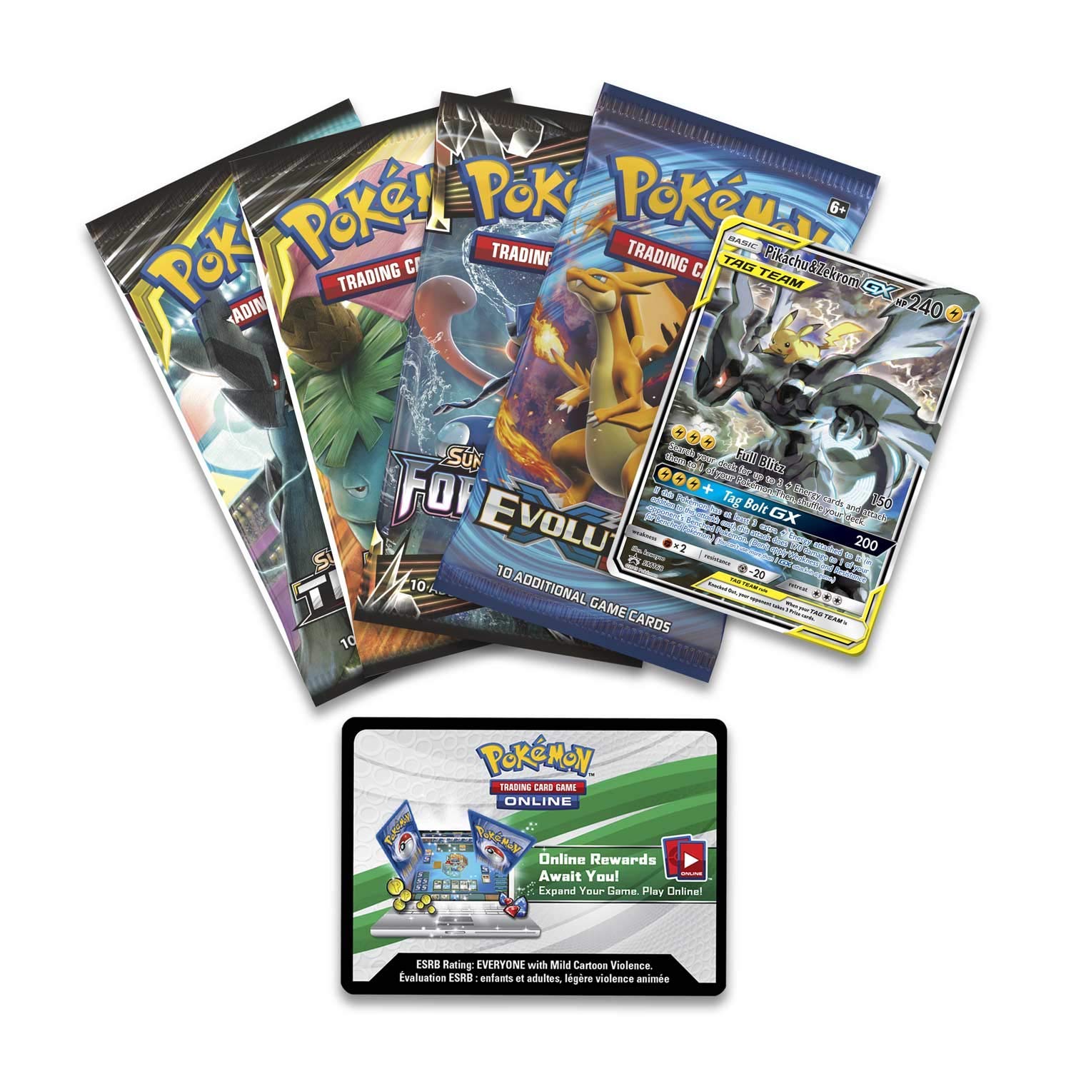 Pokemon Tag Team Tin Pikachu & Zekrom- TCG: Sun & Moon- Contains 4 Booster Packs & Featuring 1 Special Art Pikachu & Zekrom-GX Foil Card