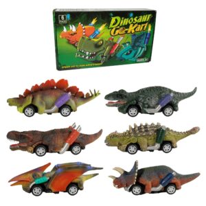 DINOBROS Dinosaur Toy Pull Back Cars,6 Pack Dino Toys for 3 Year Old Boys Girls and Toddlers,Boy Toys Age 3,4,5 and Up,Pull Back Toy Cars,Dinosaur Games with T-Rex