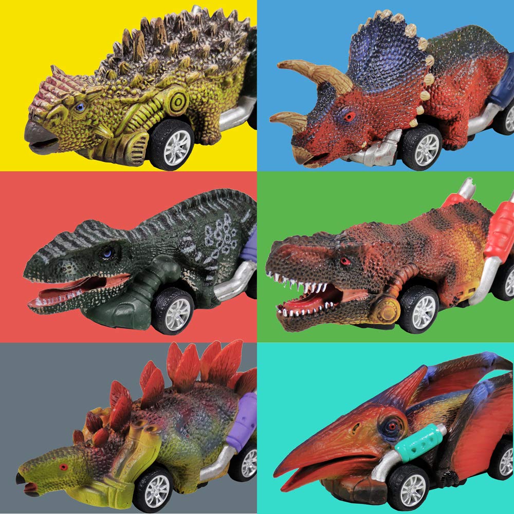 DINOBROS Dinosaur Toy Pull Back Cars,6 Pack Dino Toys for 3 Year Old Boys Girls and Toddlers,Boy Toys Age 3,4,5 and Up,Pull Back Toy Cars,Dinosaur Games with T-Rex