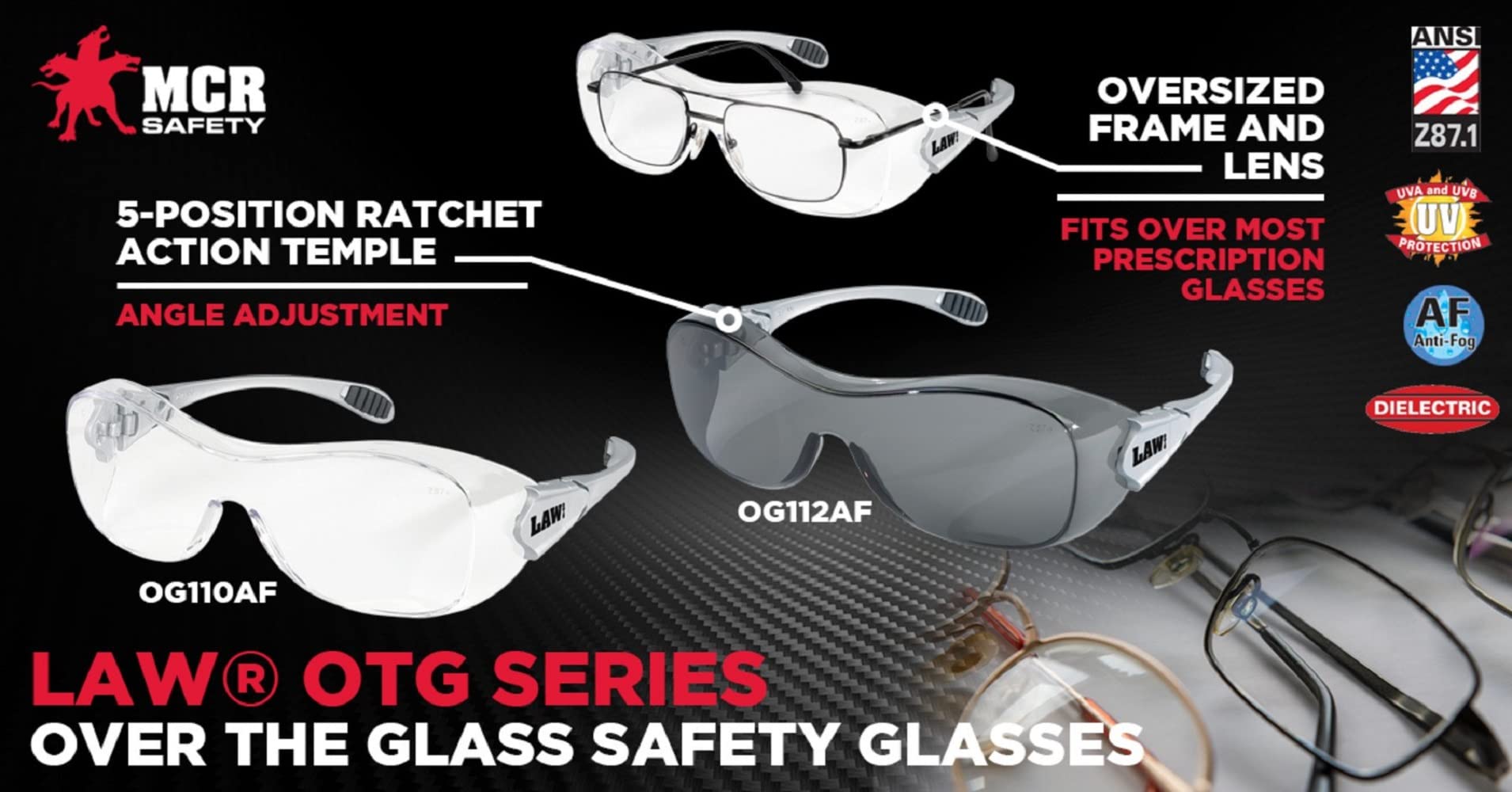 Crews OG110AF Law Over The Glass Polycarbonate Clear Anti-Fog (2-Pack)