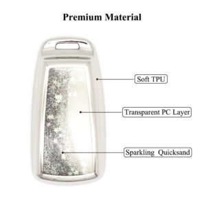 Senauto Quicksand Key Shell Key Fob Cover Case Keychain Compatible with Audi A3 A4 A6 TT Q5 Q7 S5 SQ5 R8 (Silver)