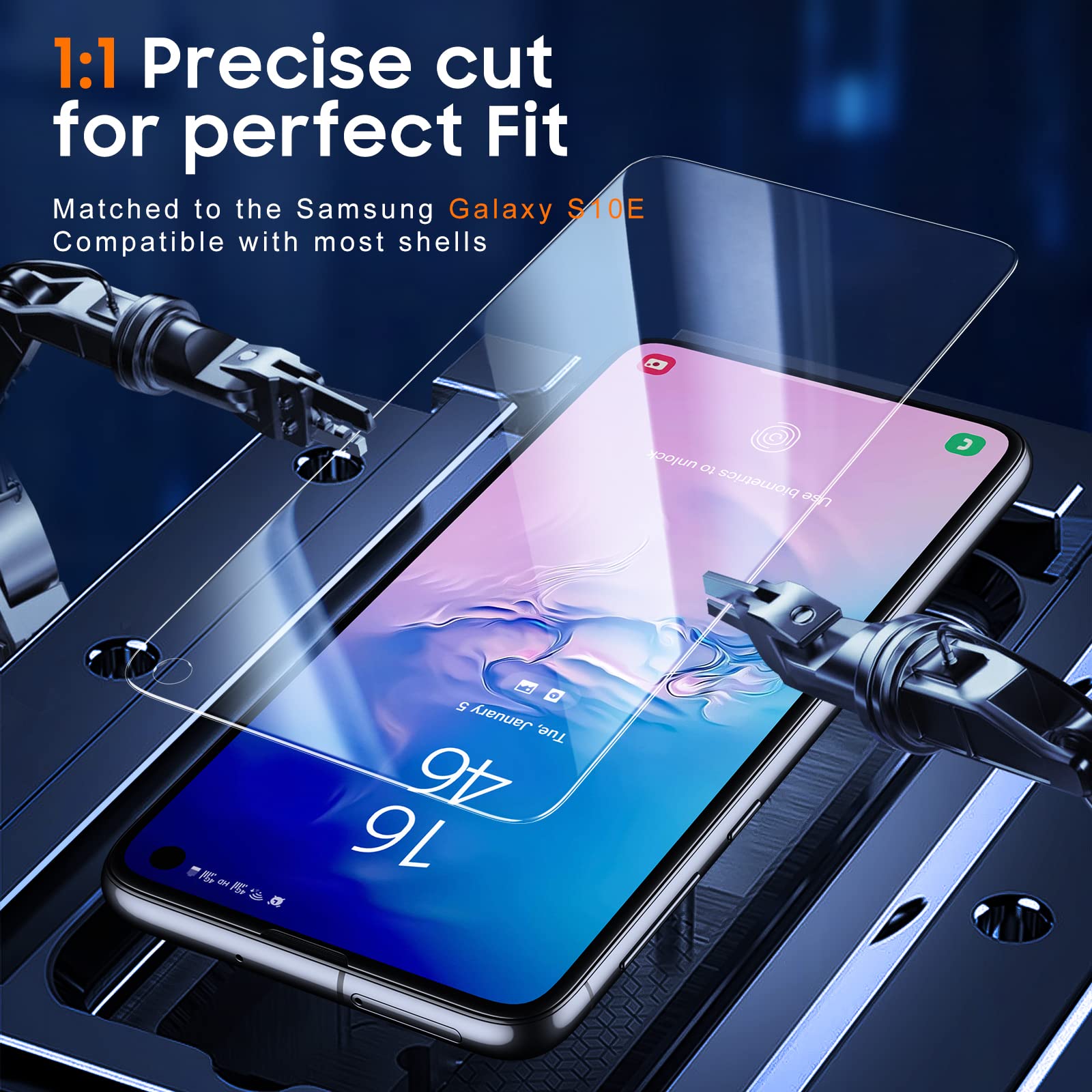 UniqueMe [3 Pack] for Samsung Galaxy S10e Screen Protector, Tempered Glass 9H Hardness Bubble Free Screen Cover