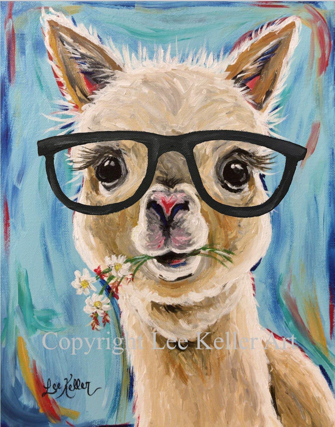 Alpaca Art Print - Alpaca Decor - Alpaca with Glasses Art - Gifts for Alpaca Lovers - Cute Alpaca Print - Alpaca Gifts - Alpaca Wall Art - Llama Art Alpaca Art from Lee Keller, Hippie Hound Studios