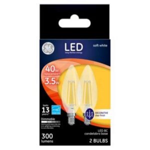 led bulb cand 5w/60w 2pk soft wht