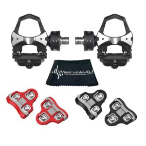 Wearable4U - Favero Assioma Duo Pedal Based Cycling Power Meter with Extra Cleats and Cleaning Cloth Bundle (Black (0 Degree Float))