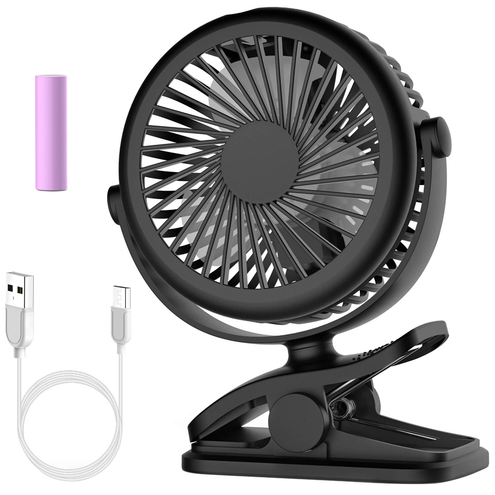 Cambond Baby Stroller Fan Clip - On Fans Battery Powered Rechargeable Baby Fan with 3 Adjustable Speed Desk Table Portable USB Small Fan for Travel Camping Fishing Boating