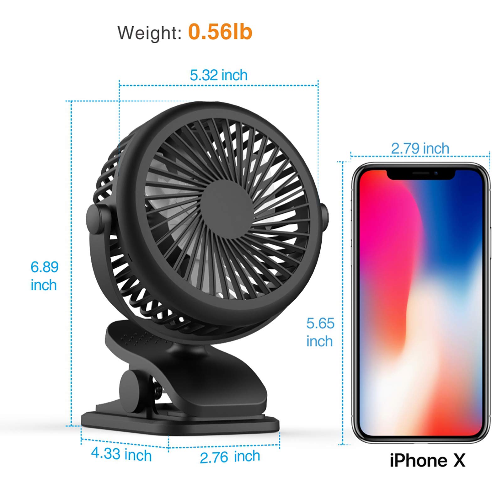 Cambond Baby Stroller Fan Clip - On Fans Battery Powered Rechargeable Baby Fan with 3 Adjustable Speed Desk Table Portable USB Small Fan for Travel Camping Fishing Boating