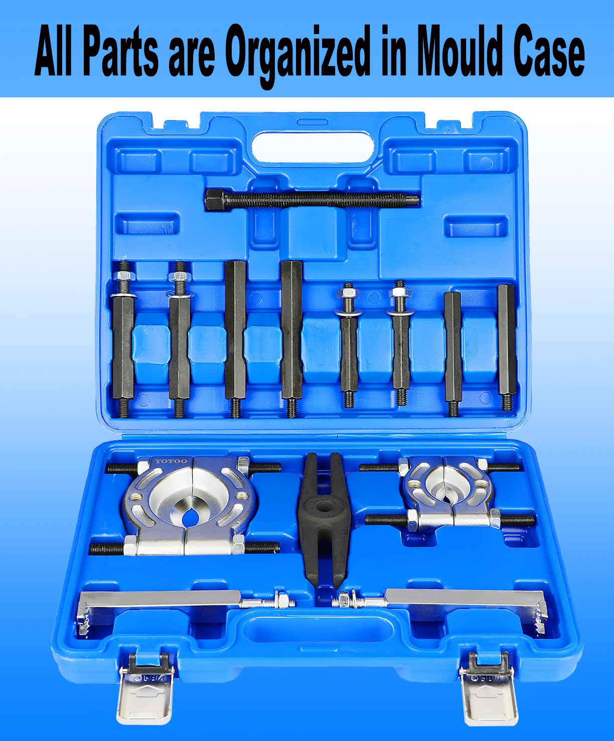 YOTOO Bearing Puller Set, 5 Ton Capacity Bearing Separator Kit with 2" and 3" Jaws, Wheel Hub Axle Puller Set, Heavy Duty Bearing Splitter Tool Kit with Case, Blue