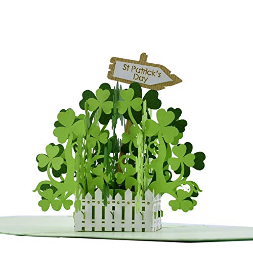 CUTE POPUP - St. Patrick's Day Pop Up Cards, New Grand Opening with Unique Green Shamrock Design, Sophisticated Details Come in Shining Envelope - The Perfect 3D Card for Family and Friends