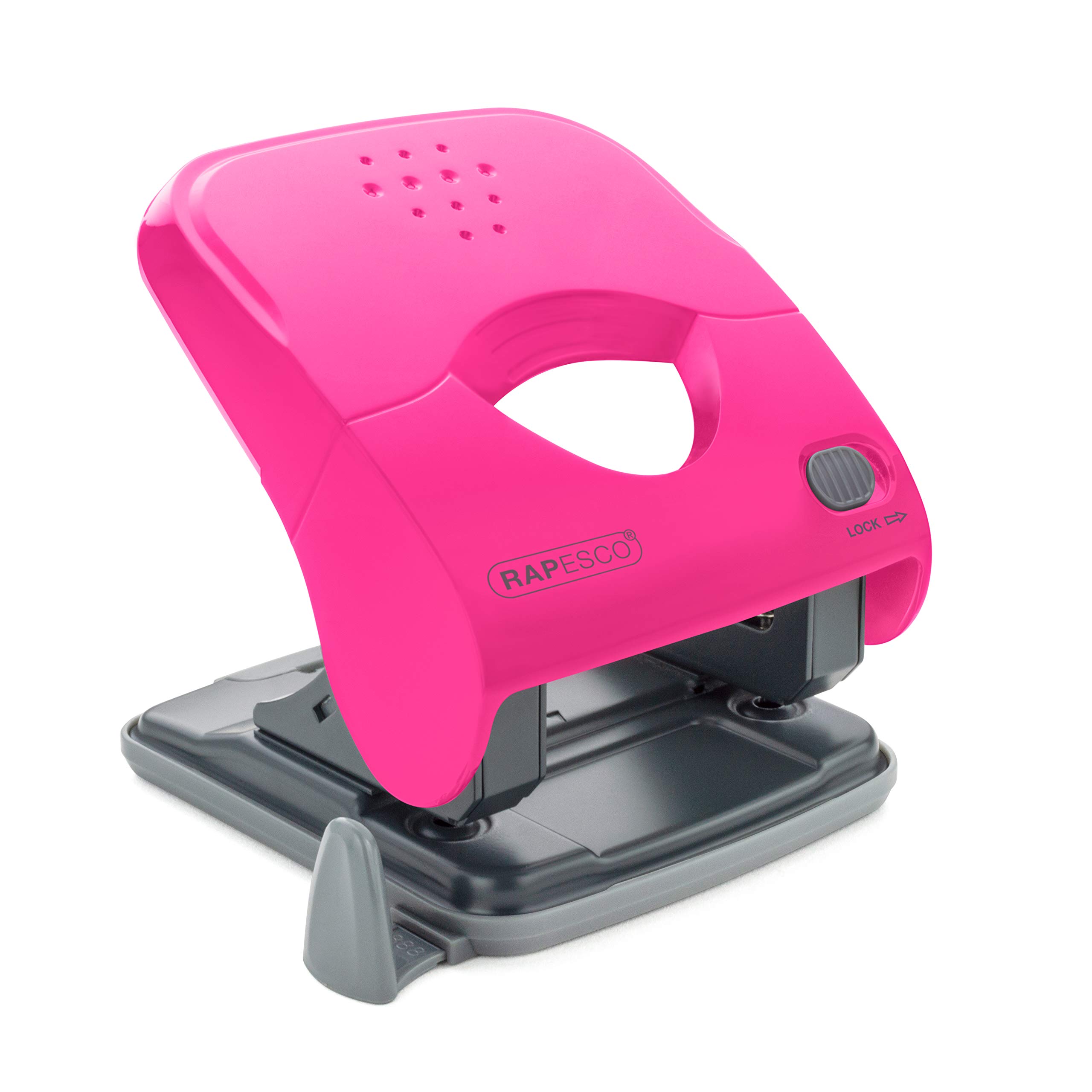 Rapesco 1527 X5-40ps Less Effort 2 Hole Punch, 40 Sheet Capacity, Hot Pink